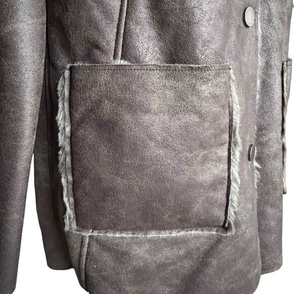 NWT Dylan Faux Leather Faux Fur Reversible Coat | Brown Gray | Women’s Small - Picture 6 of 15